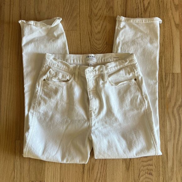 FRAME Le Sylvie Crop Jeans Side Slit White Denim Size 28 Modern Basics - Picture 6 of 9